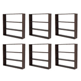 Kuber Industries Kitchen Wall Shelf|Wooden Handicraft Wall Mounted 3 Shelves for Kitchen|Multipurpose Storage Wall Shelf,30"X30" (Brown) (Pack of 6)
